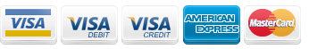 Payments taken via: Visa, Visa Debit, Visa Credit, AMEX & Mastercard